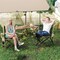 Green Reclining Camping Chair with Footrest Foldable Portable Outdoor Lounge